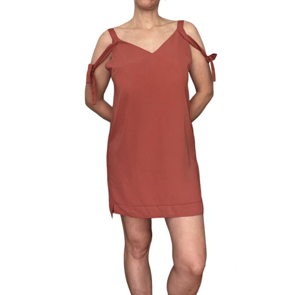 ASOS Rust Pink Strappy Satin Slip Dress 90s Minimalist Wedding Guest 8